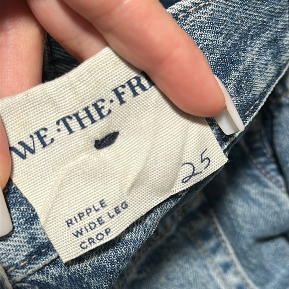 We The Free Ripple Wide-Leg Pieced Cropped Jeans Size 25 Color Blue - Picture 11 of 16